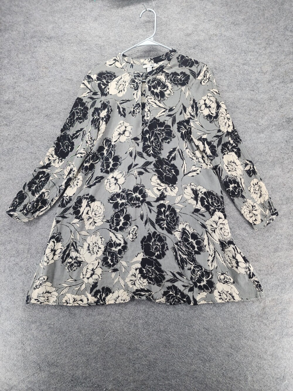 Amuse Society Dress Womens Medium Grey Floral A Line